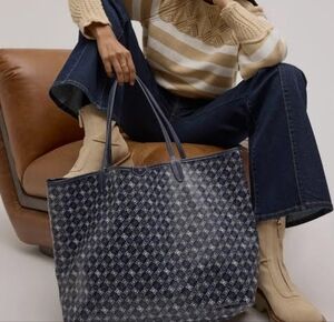 Sam Edelman Monogram Logo Navy Large Tote